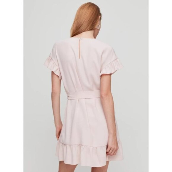 Aritzia Wilfred Periwinkle Ninette Ruffled short sleeve mini wrap dress size S - Picture 10 of 16